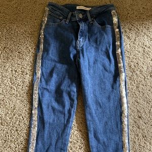 Levi’s sparkly high rise jeans